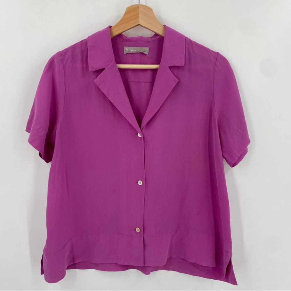 Everlane Purple Silk Button Down Blouse